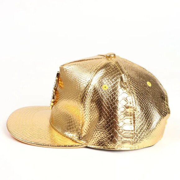 Unisex Dollar Sign Decoration Solid Color Crocodile Pattern Cap GOLD Adjustable - Picture 3 of 6